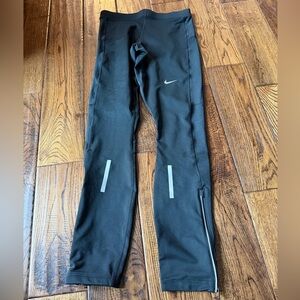 Nike Black Performance Leggings with Reflective Stripes Women’s Size S